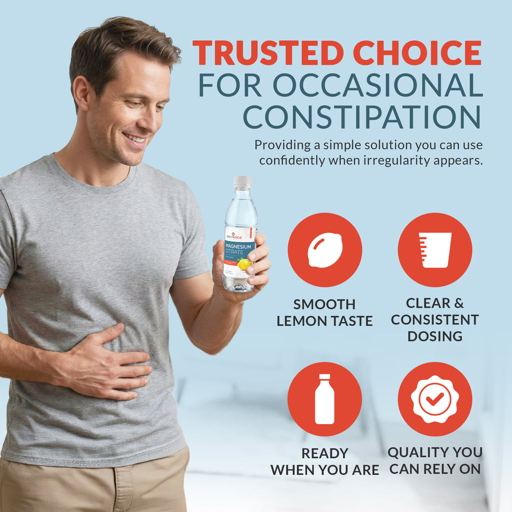 Epic Medical Supply Magnesium Citrate 10 fl oz – Lemon Flavor - Liquid Saline Laxative – for Occasional Constipation Support