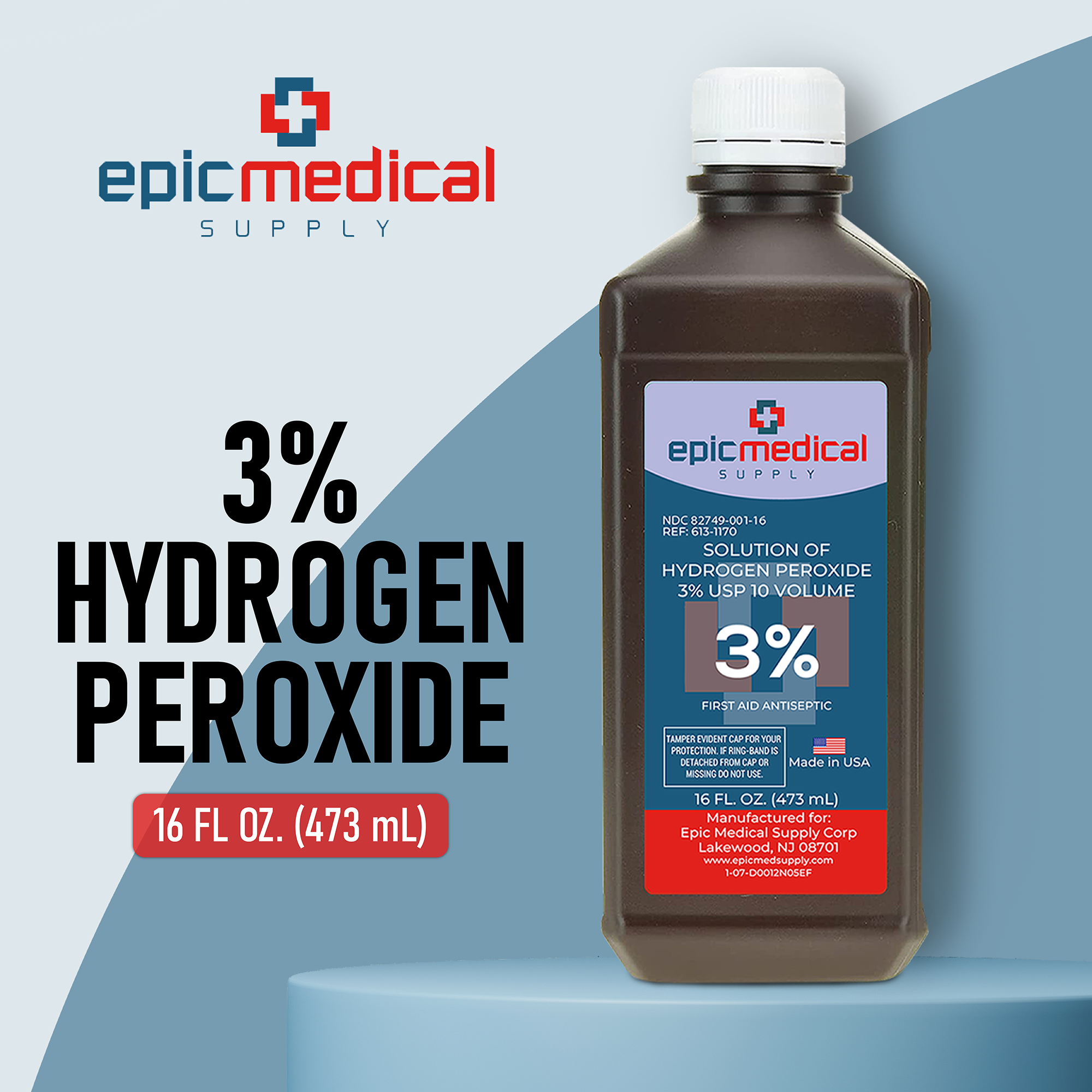 Hydrogen Peroxide Solution 3% USP - 16 oz First Aid Antiseptic