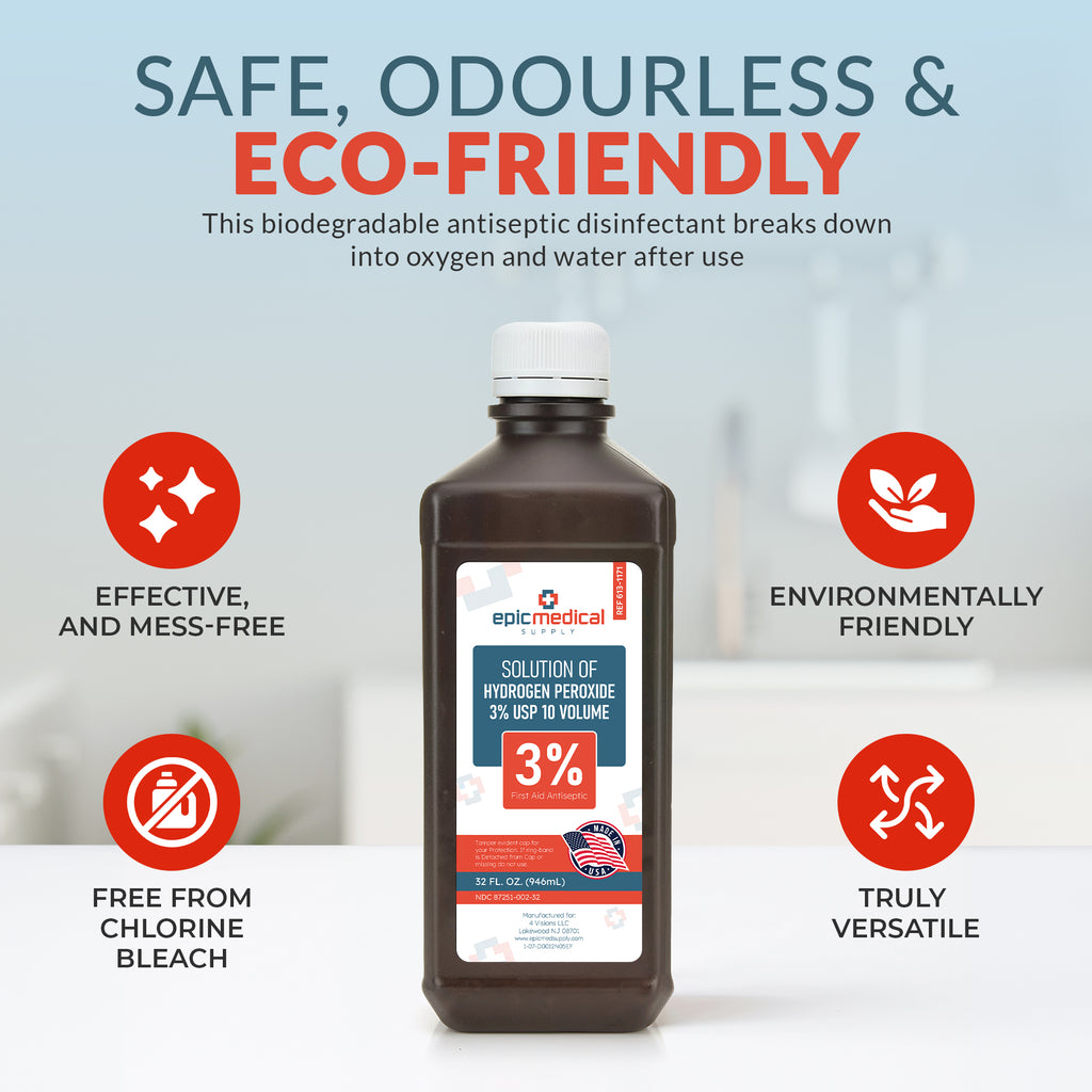Hydrogen Peroxide Solution 3% USP - 32 oz First Aid Antiseptic