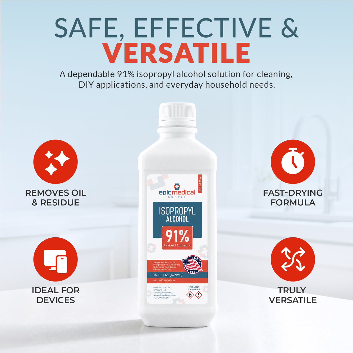 Isopropyl Alcohol 91% 16 oz