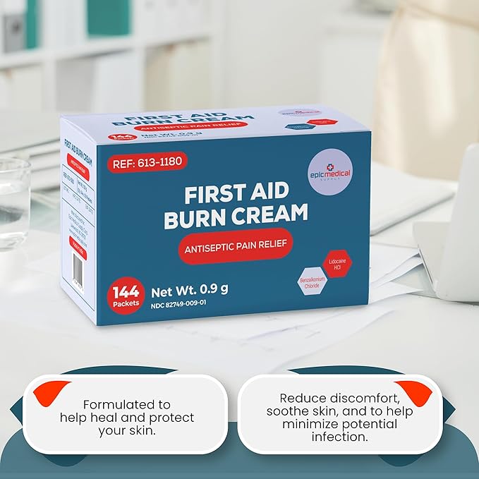 Epic Medical Supply First Aid Burn Cream 0.9g Packets 144 per Box