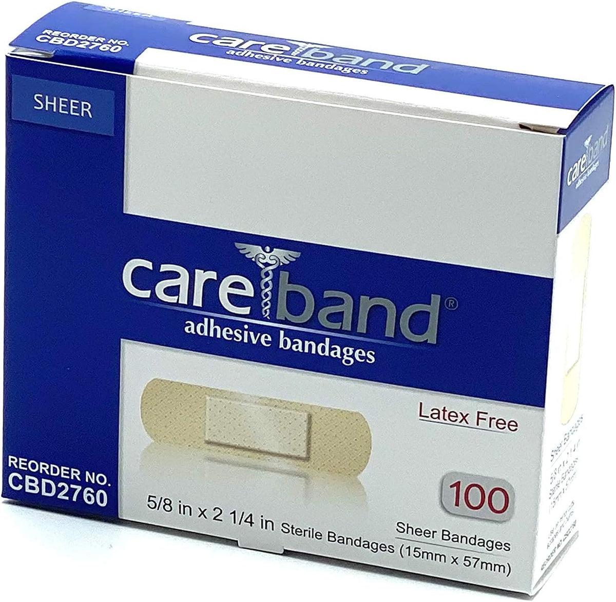 Care band Sheer Adhesive Bandages Sterile 5/8" x 2 1/4" 100/BX