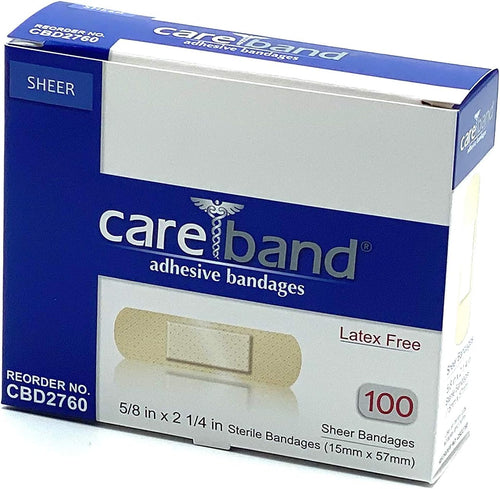 Care band Sheer Adhesive Bandages Sterile 5/8" x 2 1/4" 100/BX