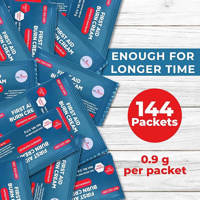 Epic Medical Supply First Aid Burn Cream 0.9g Packets 144 per Box