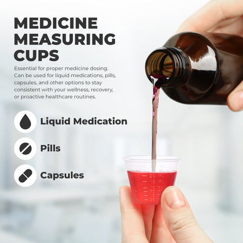 Disposable, Graduated, Plastic Medicine Cups with Liquid Measuring, 1 oz, 100 Count