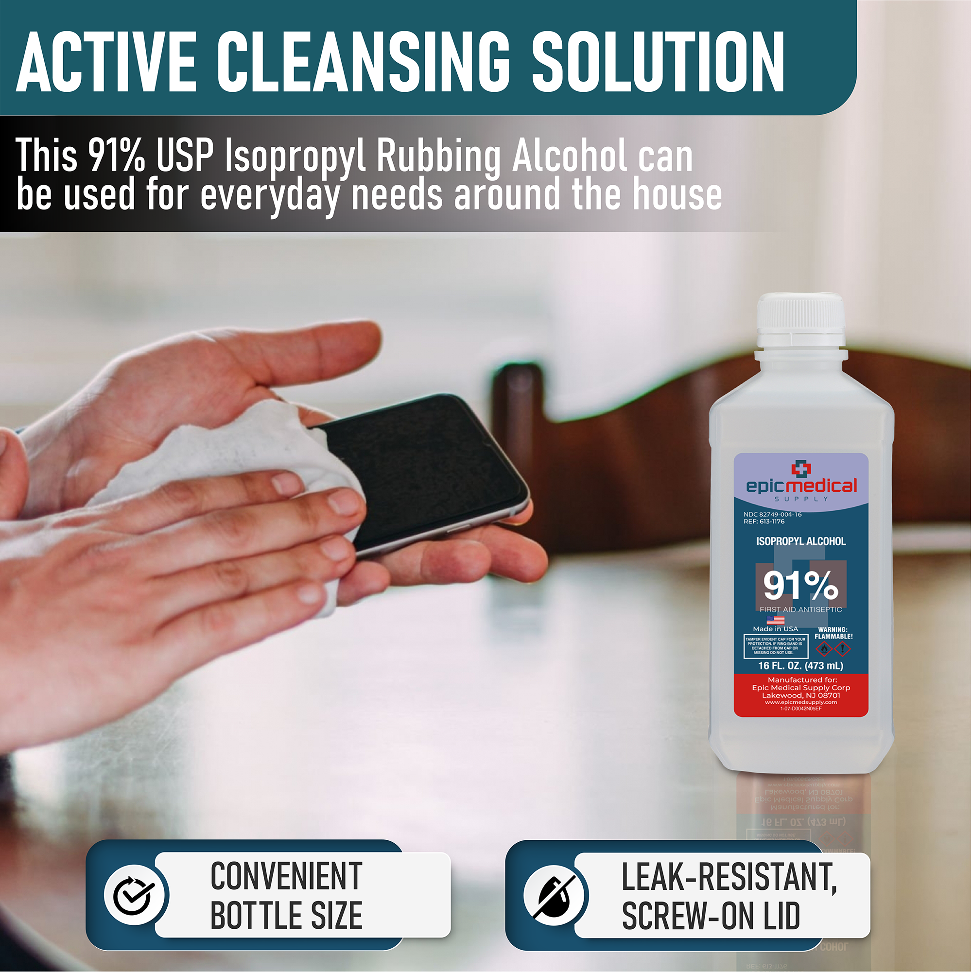 Isopropyl Alcohol 91% 16 oz
