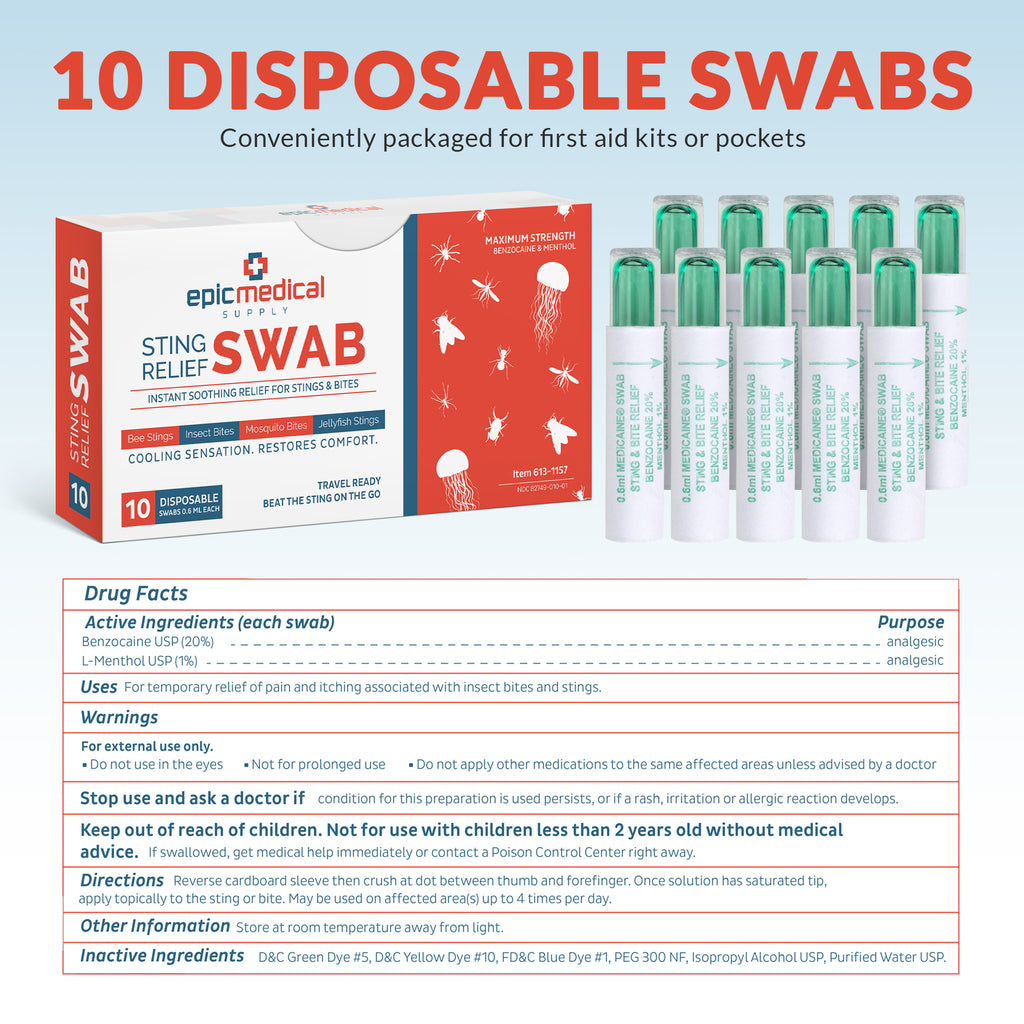 Sting Relief Swab 10 per Box