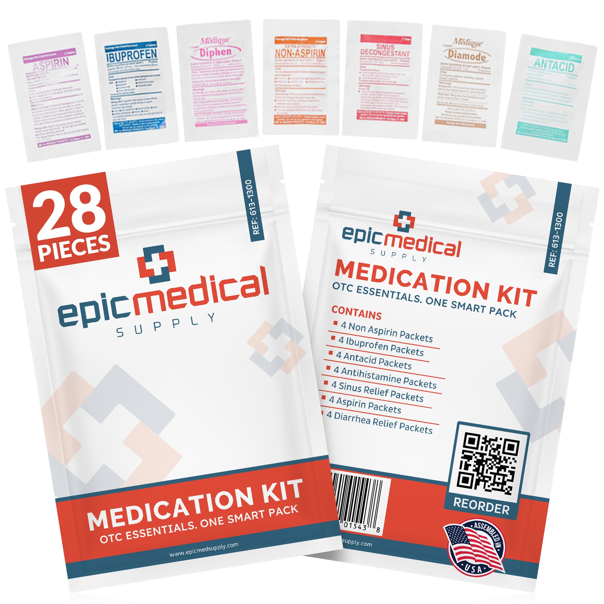 First Aid Kit Medication Refill – 28-Count Unit Dose Packets
